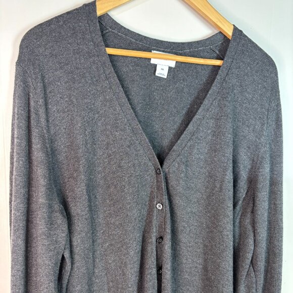 Old Navy Cardigan XXL Charcoal Gray V-Neck Button-Front Lightweight Cotton Blend - Picture 2 of 8